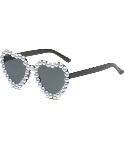 Vintage Jelly Color Bling Pearl Sunglasses Men Fashion Rhinestones Heart Shape Sunglasses Women 2pack Grey+red $9.47 Heart