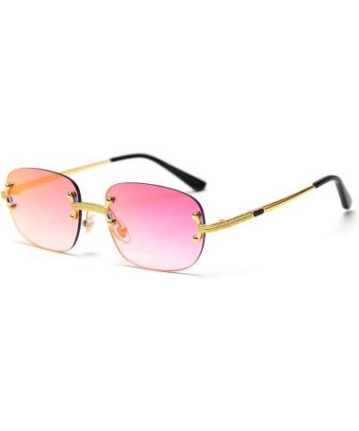 Retro Slim Rimless Sunglasses For Men Women Vintage Oval Ultra-Small Frameless Eyewear 4 $8.09 Rimless