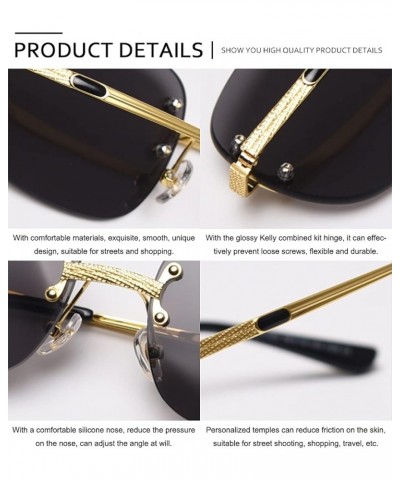 Retro Slim Rimless Sunglasses For Men Women Vintage Oval Ultra-Small Frameless Eyewear 4 $8.09 Rimless