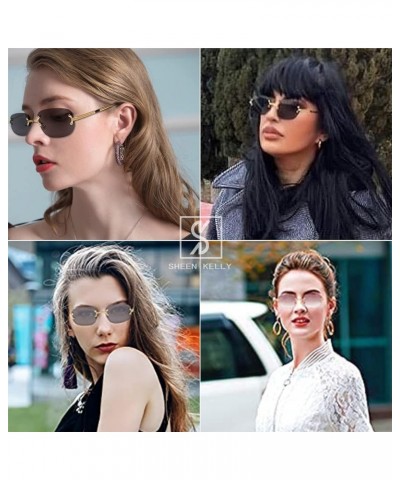 Retro Slim Rimless Sunglasses For Men Women Vintage Oval Ultra-Small Frameless Eyewear 4 $8.09 Rimless