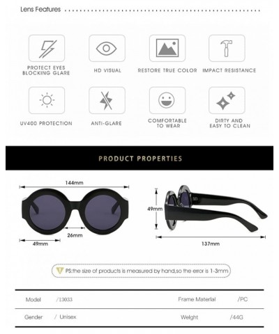 Retro Round Frame Fashion Men and Women Sunglasses Street Shooting Outdoor Vacation (Color : G, Size : Medium) Medium B $19.3...