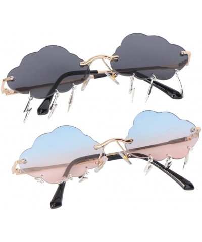 2 Pairs Cloud Sunglasses Disco Sunglasses Cool Glasses Raindrop Sunglasses Rave Sunglasses Fashion Sunglasses for Women Red H...