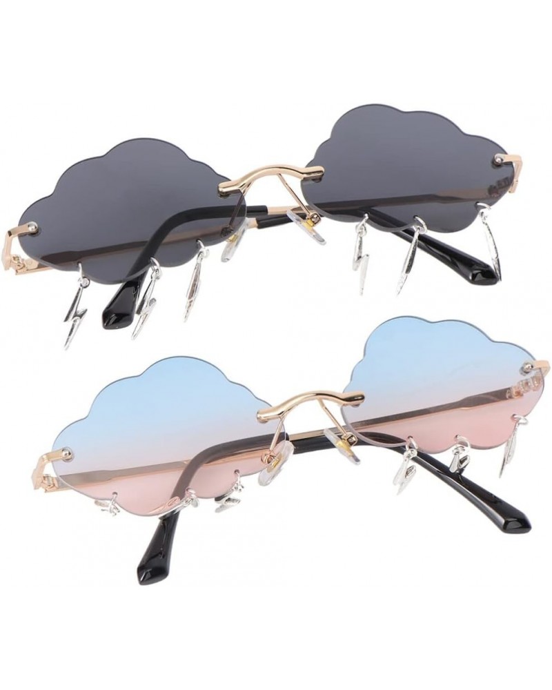 2 Pairs Cloud Sunglasses Disco Sunglasses Cool Glasses Raindrop Sunglasses Rave Sunglasses Fashion Sunglasses for Women Red H...