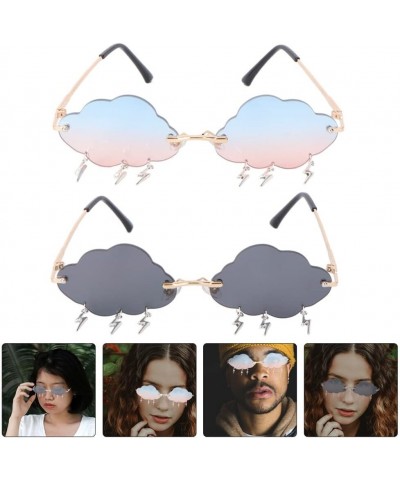 2 Pairs Cloud Sunglasses Disco Sunglasses Cool Glasses Raindrop Sunglasses Rave Sunglasses Fashion Sunglasses for Women Red H...