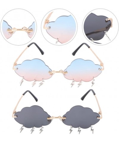 2 Pairs Cloud Sunglasses Disco Sunglasses Cool Glasses Raindrop Sunglasses Rave Sunglasses Fashion Sunglasses for Women Red H...