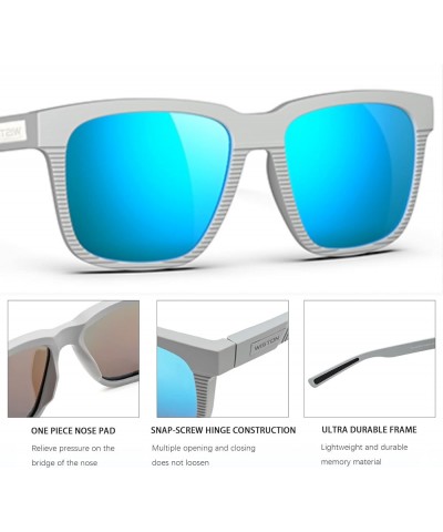 Polarized Sunglasses for Men Women for Driving Fishing Surfing W8030 Net Light Grey/Blue Mirrored $12.25 Rectangular