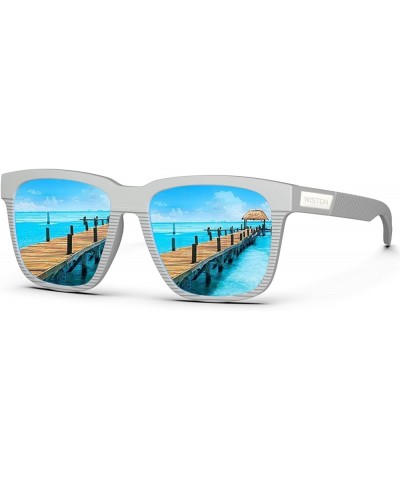 Polarized Sunglasses for Men Women for Driving Fishing Surfing W8030 Net Light Grey/Blue Mirrored $12.25 Rectangular