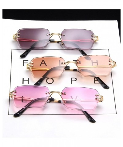 Small Frame Fashionable Rimless Metal Decorative Sunglasses for Men and Women (Color : A, Size : 1) 1 C $14.54 Rimless