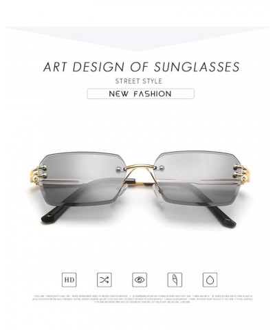 Small Frame Fashionable Rimless Metal Decorative Sunglasses for Men and Women (Color : A, Size : 1) 1 C $14.54 Rimless