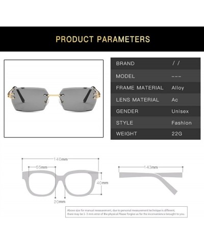 Small Frame Fashionable Rimless Metal Decorative Sunglasses for Men and Women (Color : A, Size : 1) 1 C $14.54 Rimless