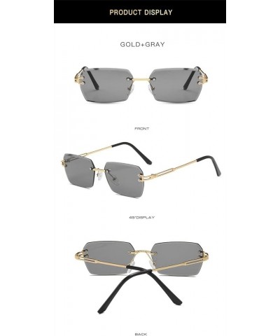 Small Frame Fashionable Rimless Metal Decorative Sunglasses for Men and Women (Color : A, Size : 1) 1 C $14.54 Rimless