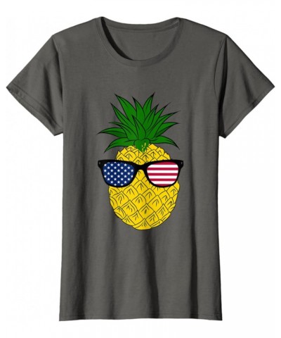 4th Of July Pineapple Dude With American Sunglasses Merican Women Asphalt Grey $11.93 Designer