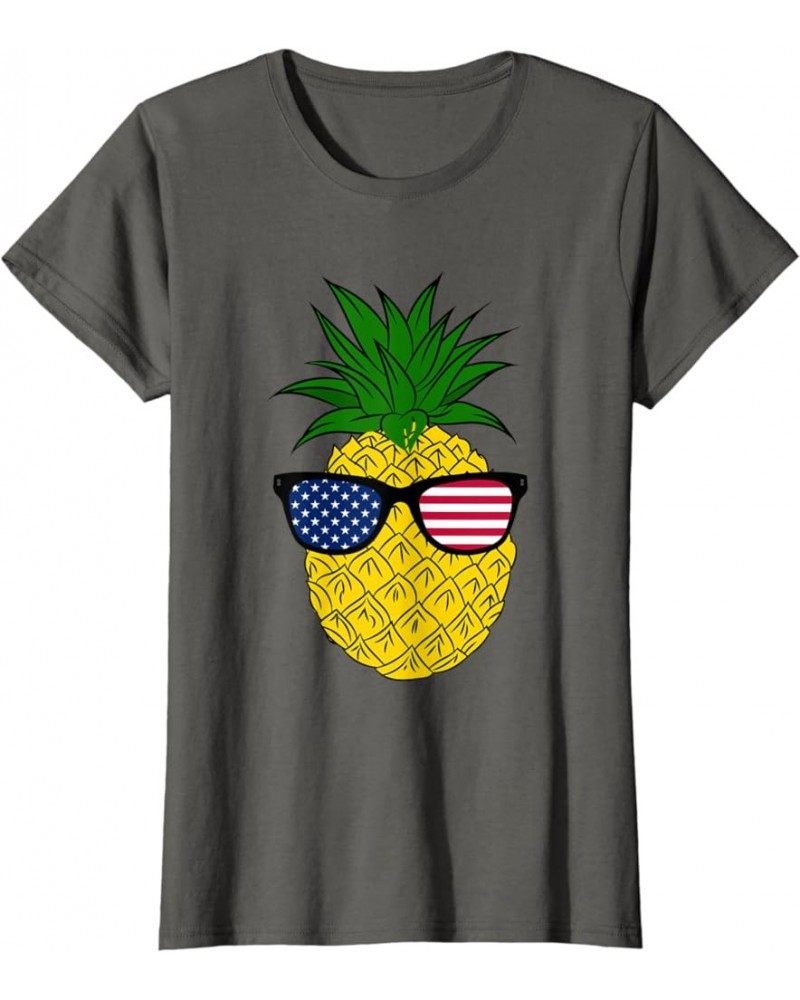 4th Of July Pineapple Dude With American Sunglasses Merican Women Asphalt Grey $11.93 Designer