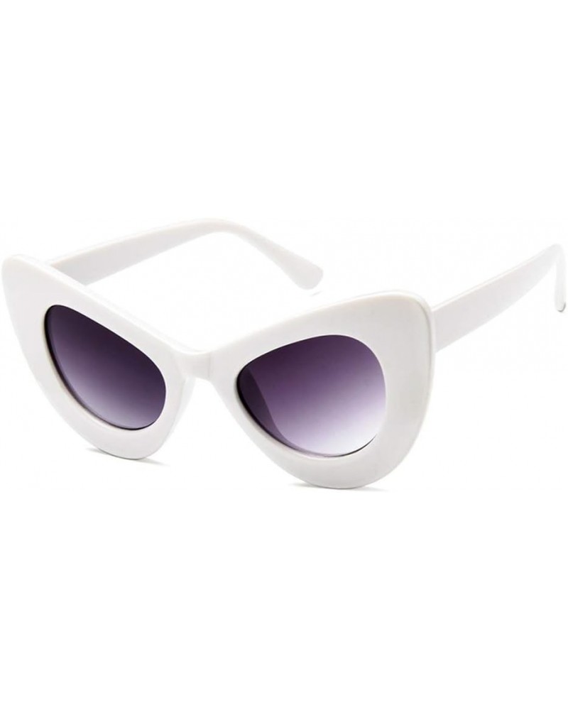 Retro Modern Vintage Cat Eye Sunglasses for Women Clout Goggles Plastic Frame White $6.11 Goggle