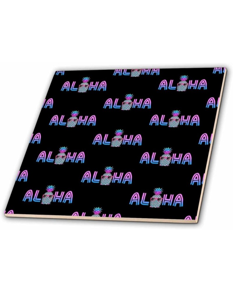 Aloha Pattern of Sunglasses Wearing Pineapple in Hawaii. - Tiles (ct_351294_2) 8-Inch-Glass $32.66 Designer