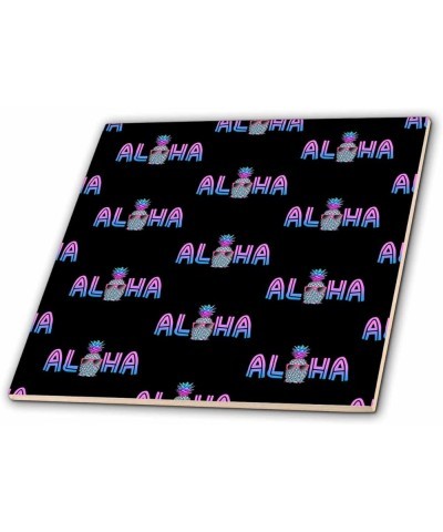 Aloha Pattern of Sunglasses Wearing Pineapple in Hawaii. - Tiles (ct_351294_2) 8-Inch-Glass $32.66 Designer