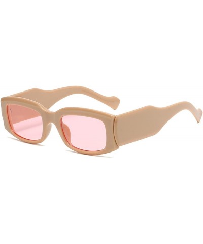 Rectangle Sunglasses for Women Retro Trendy Men Driving Sunglasses Square Frame UV Protection Pink Blue Glasses Beige&pink $9...