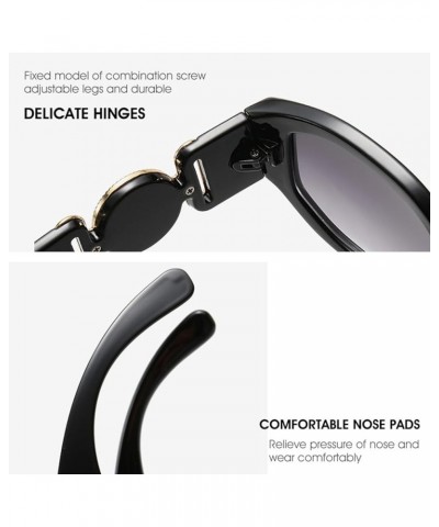 Rectangle Sunglasses for Women Men Retro Fashion 90's Square Frame UV400 Protection Black/Black Grey $7.27 Square