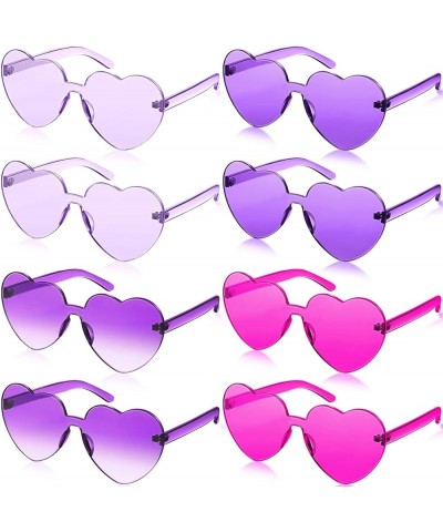 8 Pairs Heart Shaped Sunglasses for Women Rimless Heart Glasses Candy Color Heart Sunglasses for Party Favor Purple Series $8...