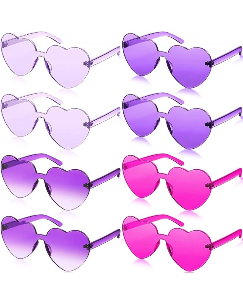 8 Pairs Heart Shaped Sunglasses for Women Rimless Heart Glasses Candy Color Heart Sunglasses for Party Favor Purple Series $8...