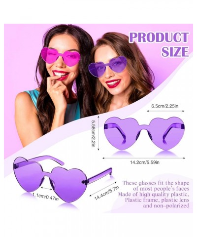 8 Pairs Heart Shaped Sunglasses for Women Rimless Heart Glasses Candy Color Heart Sunglasses for Party Favor Purple Series $8...