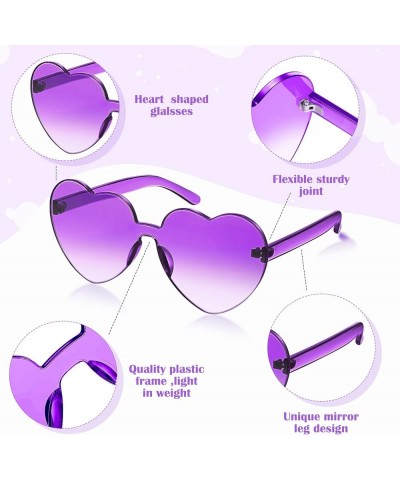 8 Pairs Heart Shaped Sunglasses for Women Rimless Heart Glasses Candy Color Heart Sunglasses for Party Favor Purple Series $8...