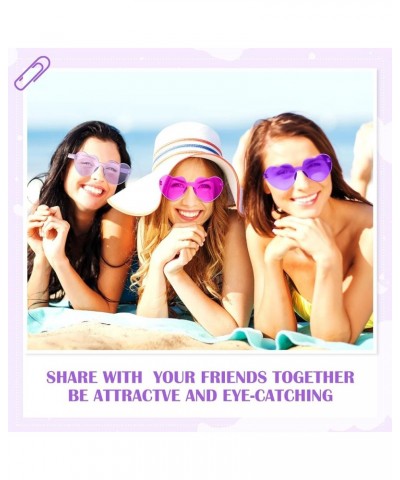 8 Pairs Heart Shaped Sunglasses for Women Rimless Heart Glasses Candy Color Heart Sunglasses for Party Favor Purple Series $8...