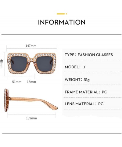 Oversized Crystal Sunglasses for Women Square Thick Frame Bling Rhinestone Elton John Sparkling Glasses Tea $7.53 Designer