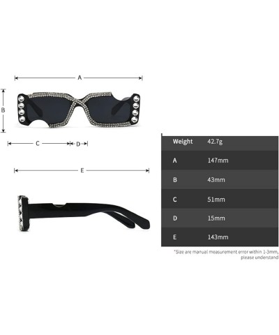 Retro Rectangular Rhinestone Sunglasses for Women Cute Trendy Ladies bling Jeweled Crystal Diamond Sun Glasses Black $9.40 De...