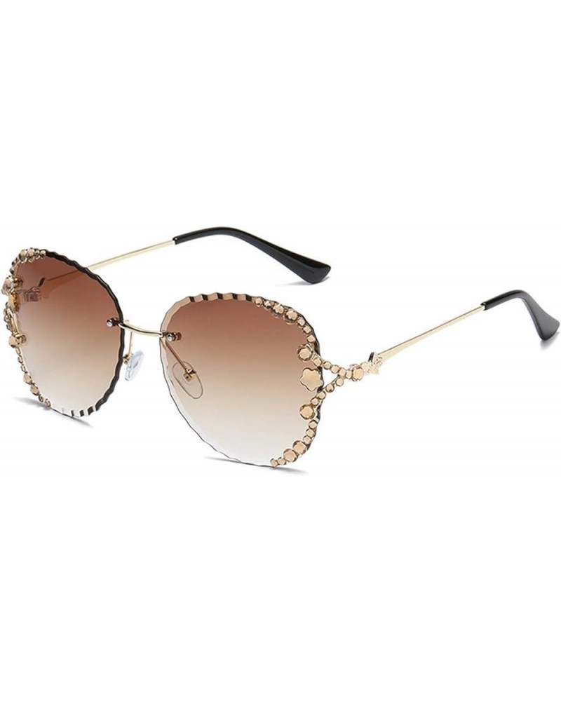 Rimless Streetwear Women's Diamond Studded Sunglasses (Color : B, Size : Medium) Medium A $21.94 Rimless