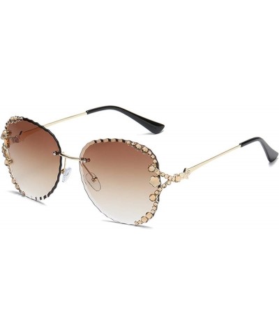 Rimless Streetwear Women's Diamond Studded Sunglasses (Color : B, Size : Medium) Medium A $21.94 Rimless