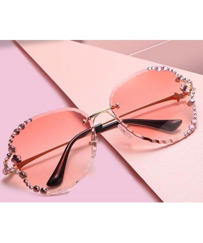 Rimless Streetwear Women's Diamond Studded Sunglasses (Color : B, Size : Medium) Medium A $21.94 Rimless