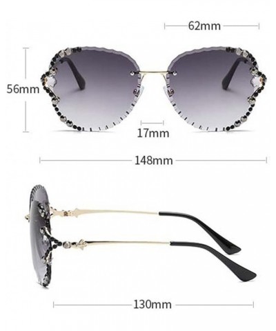 Rimless Streetwear Women's Diamond Studded Sunglasses (Color : B, Size : Medium) Medium A $21.94 Rimless