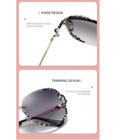 Rimless Streetwear Women's Diamond Studded Sunglasses (Color : B, Size : Medium) Medium A $21.94 Rimless