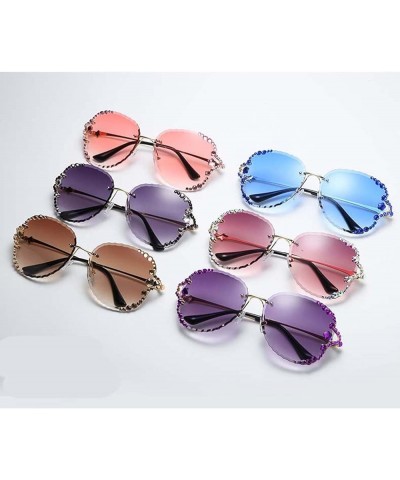 Rimless Streetwear Women's Diamond Studded Sunglasses (Color : B, Size : Medium) Medium A $21.94 Rimless