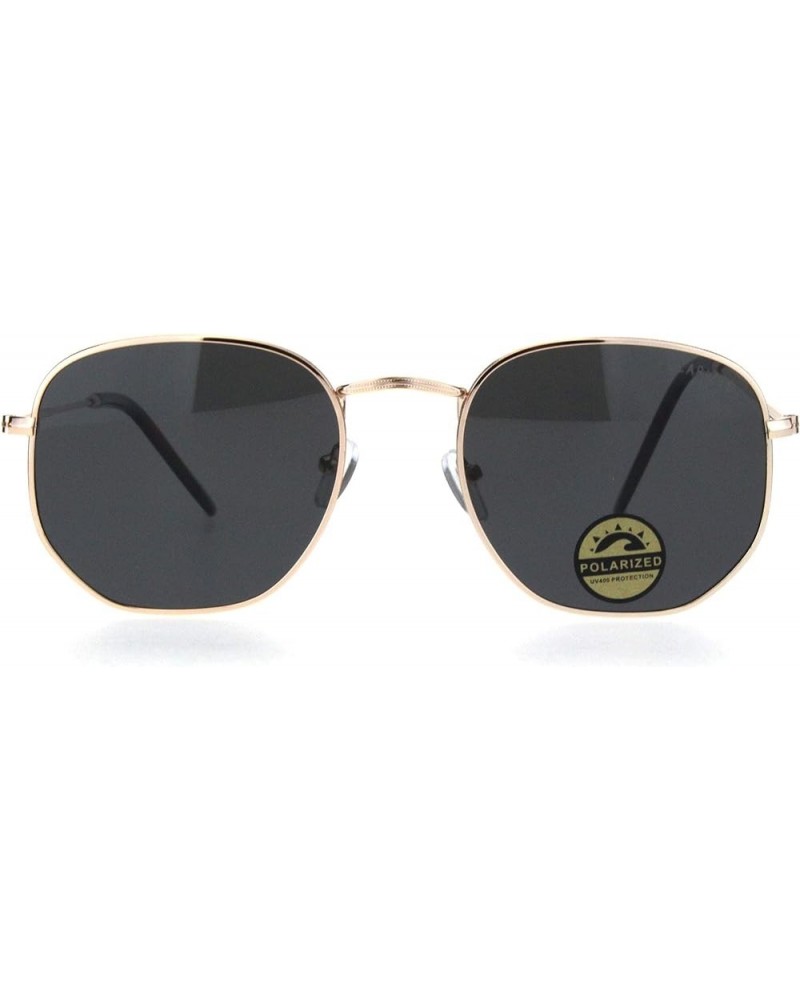 Polarized Lens Mens Rectangular Metal Rim Retro Dad Sunglasses Gold Black $9.51 Rectangular