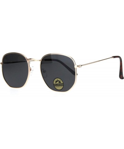 Polarized Lens Mens Rectangular Metal Rim Retro Dad Sunglasses Gold Black $9.51 Rectangular