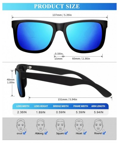 Sunglasses Men Polarized Sun glasses for Mens Womens Classic Matte Black Frame UV Protection 3pack (3 Pack) Black/Ice Blue/Gr...