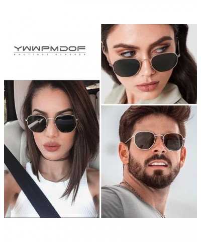 Polarized Sunglasses for Womens Men Trendy Square Hexagonal Flat Mirrored Sun Glasses UV Protection B35-silver/Clear Blue $9....