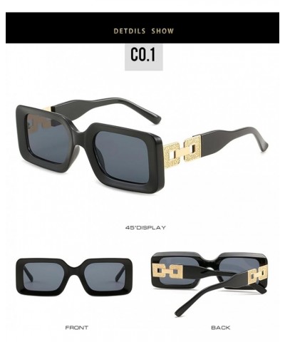 Square Frame Fashion Small Frame Street Sunglasses for Men and Women (Color : C, Size : Medium) Medium D $17.84 Designer