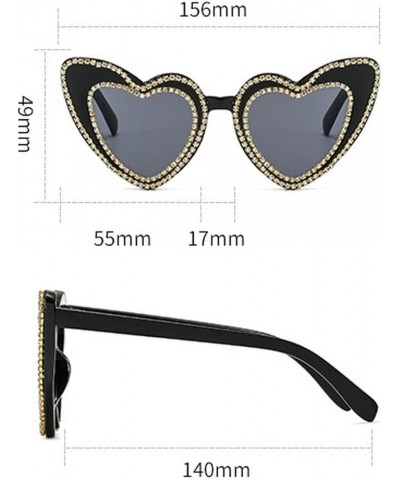 Rhinestone Love Sunglasses Women Diamond Bling Heart Shaped Sunglasses Party Driving for Men UV400 2pcs Red+pink $11.20 Designer