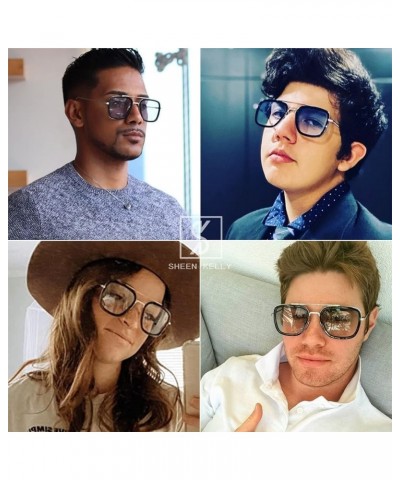 Box Gift Retro Square Sunglasses For Men Women Oversized Rimess Sunglasses Anti-Blue Blocking glasses 8 $11.79 Rimless