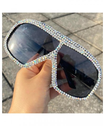 Fashion Oversized Square Women Sunglasses Vintage Punk Men Outdoor Eyewear Shades UV400 Orange Purple Sun Glasses Diamond&bla...