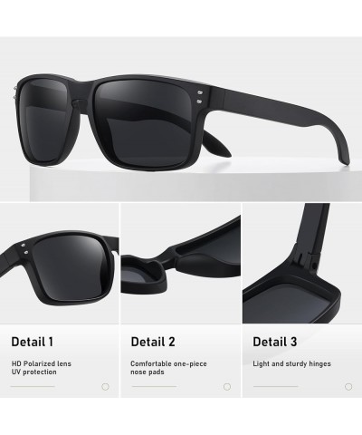 Polarized Sunglasses Men Womens - Retro Square Sun Glasses for Fishing Driving UV Protection Matte Clear Grey Frame Blue $6.7...