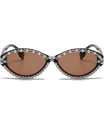 Luxury Diamonds Shiny Sunglasses Women Full Crystal Rhinestone Sun Glasses Oval Pearl Sparkling Party Eyeglasses Black&brown ...