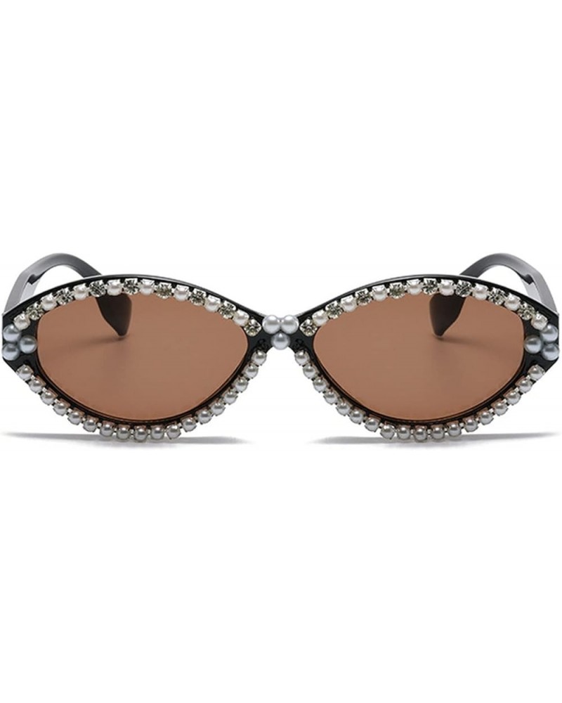 Luxury Diamonds Shiny Sunglasses Women Full Crystal Rhinestone Sun Glasses Oval Pearl Sparkling Party Eyeglasses Black&brown ...