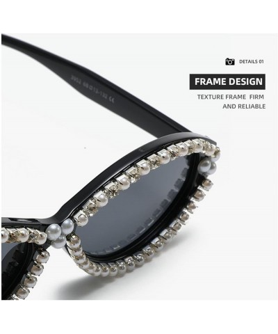 Luxury Diamonds Shiny Sunglasses Women Full Crystal Rhinestone Sun Glasses Oval Pearl Sparkling Party Eyeglasses Black&brown ...