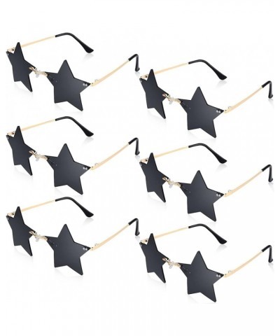 6 Pairs Rimless Star Shape Sunglasses Trendy Pentagram Sun Glasses for Halloween Disco Bar Party Night Club Eyewear Black $10...