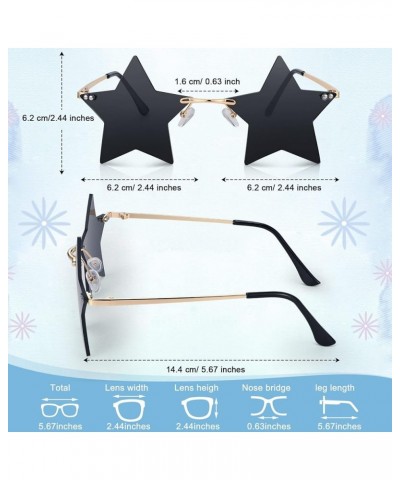 6 Pairs Rimless Star Shape Sunglasses Trendy Pentagram Sun Glasses for Halloween Disco Bar Party Night Club Eyewear Black $10...