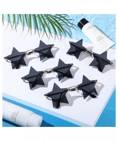 6 Pairs Rimless Star Shape Sunglasses Trendy Pentagram Sun Glasses for Halloween Disco Bar Party Night Club Eyewear Black $10...